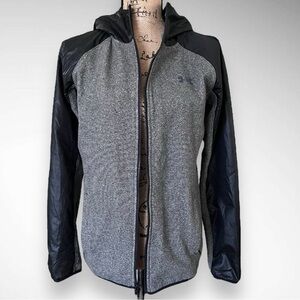 UNDER‎ ARMOUR Women's Black Gray Cold Gear Full Zip Hooded Jacket Small | EUC
